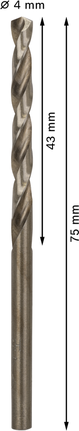 Punta elicoidale Bosch PRO HSS-Co da 4 mm per acciaio inossidabile.