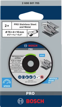 Disco abrasivo in acciaio inox Bosch PRO 76×4×10 mm.