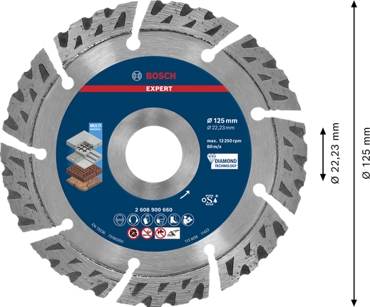 Disco da taglio diamantato Bosch EXPERT Multi Material da 125 mm.