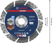 Disco da taglio diamantato multimateriale Bosch EXPERT da 150 mm.