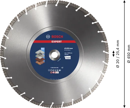 Disco da taglio diamantato Bosch EXPERT MultiMaterial 450 mm.