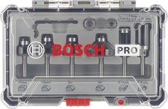Set di 6 punte per fresatrice Bosch PRO per rifinitura e bordatura.