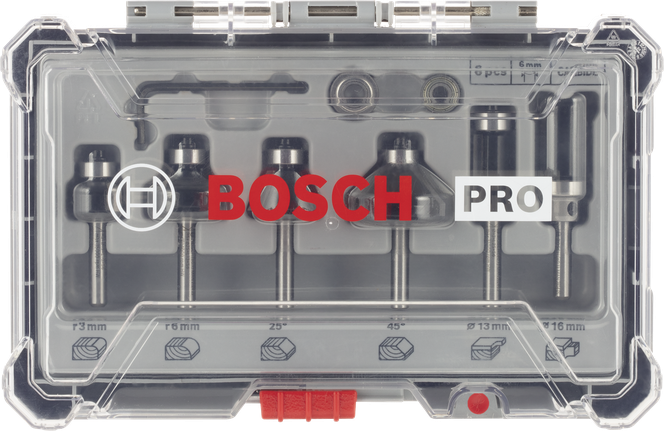 Set di 6 punte per fresatrice Bosch PRO per rifinitura e bordatura.