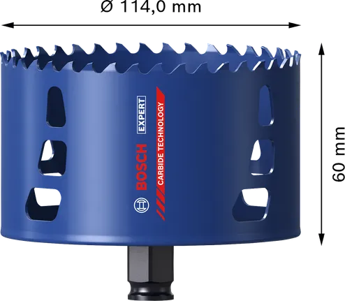 Sega a tazza Bosch EXPERT Multi Material da 114 mm, denti in metallo duro.