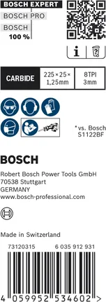 Lama per sega alternativa in metallo duro Bosch EXPERT Thick Tough Metal S1155CHC.