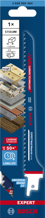 Lama per sega alternativa Bosch EXPERT Multi Material S715LHM per materiali resistenti.