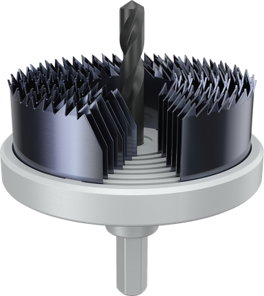 Set di seghe a tazza con albero per legno e cartongesso Bosch da 26–51 mm.