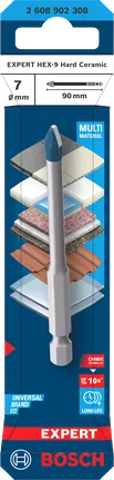 Punta da trapano in ceramica Bosch EXPERT HEX-9 7×90 mm.