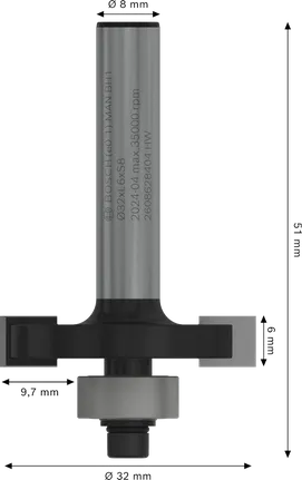Fresa per scanalature Bosch PRO, gambo da 8 mm, diametro 32 mm.