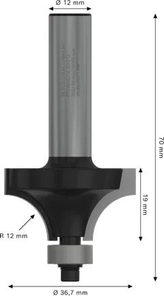 Fresa Bosch PRO per arrotondamento con gambo R12 da 12 mm.