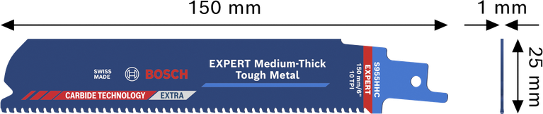 Lama in metallo duro Bosch EXPERT S955HHC per metalli duri di medio spessore.