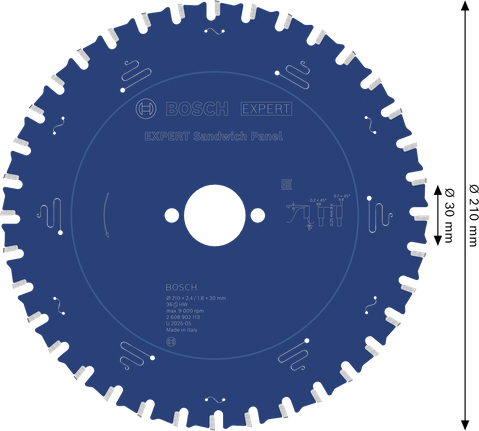 Lama per sega circolare Bosch EXPERT per pannelli sandwich, diametro 210 mm.