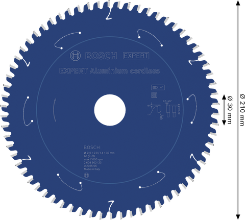 Lama per sega circolare a batteria Bosch EXPERT in alluminio, 210 mm.