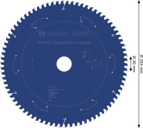 Lama per sega circolare a batteria Bosch EXPERT in alluminio, 254 mm.