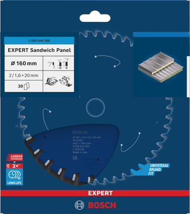 Lama per sega circolare Bosch EXPERT Sandwich Panel da 160 mm.