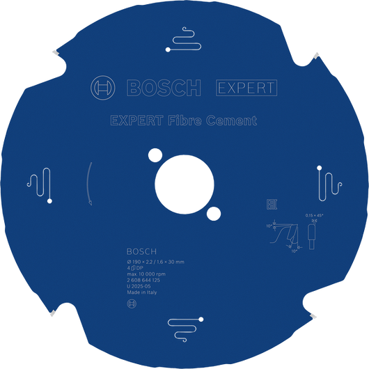 Lama per sega circolare Bosch EXPERT Fibre Cement, diametro 190 mm.