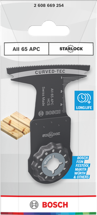 Lama per taglio legno Bosch Starlock AII 65 APC 65×40 mm.