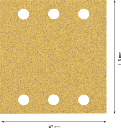 Foglio di carta vetrata Bosch EXPERT C470, 115x107 mm, con 6 fori.