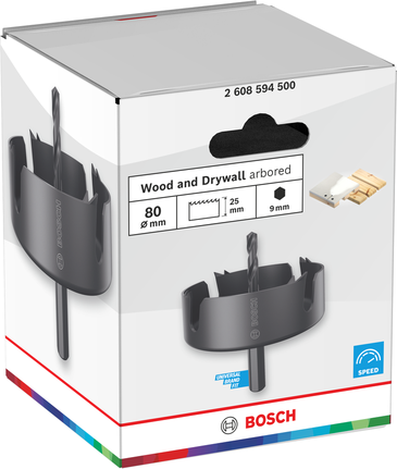 Sega a tazza Bosch per legno e cartongesso con albero 80 x 25 mm.