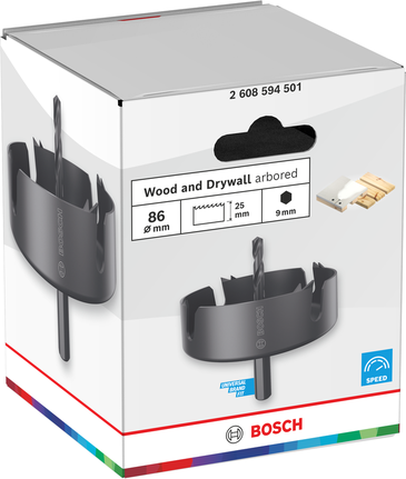 Sega a tazza Bosch per legno e cartongesso da 86 mm.
