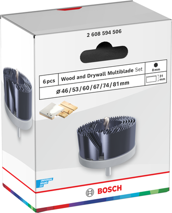 Set di seghe a tazza con gambo per legno e cartongesso Bosch , 46-81 mm.