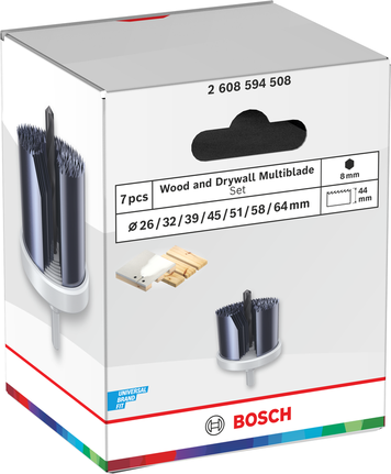 Set di seghe a tazza con gambo per legno e cartongesso Bosch , 7 misure.