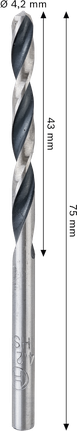 Punta elicoidale per metallo Bosch HSS con gambo cilindrico da 4,2 mm.