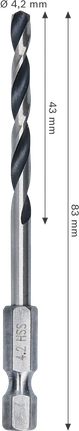 Punta elicoidale per metallo Bosch HSS con attacco esagonale da 4,2 mm.