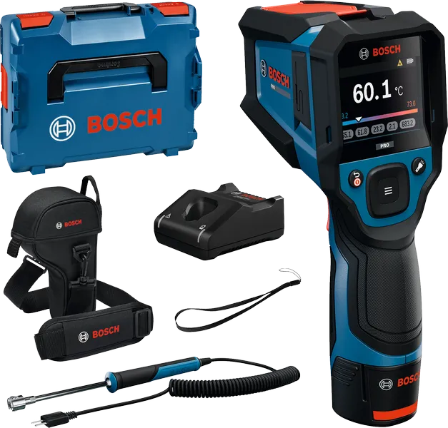 Rilevatore termico Bosch GIS 800 con accessori.