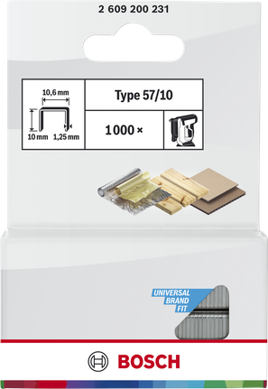 Punti metallici piatti Bosch tipo 57/10 per cucitrici.