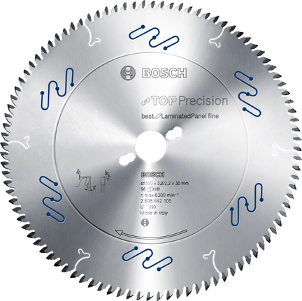Lama per sega circolare fine Bosch Top Precision per pannelli laminati.