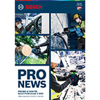 Un collage di strumenti Bosch Professional, con operatori in abbigliamento di sicurezza, su sfondo di cantiere.