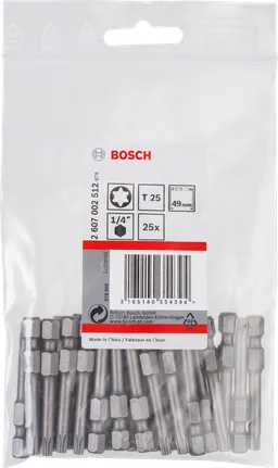 رؤوس مفكات براغي Bosch T25 1/4 بوصة 49 مم.