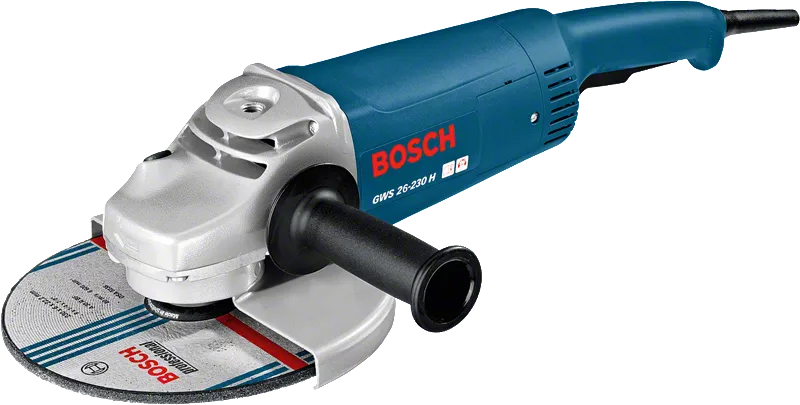 ماكينة صنفرة زاوية Bosch GWS 26-230 H مع قرص مقاس 230 مم.