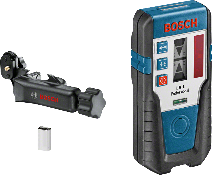 جهاز استقبال الليزر Bosch LR 1 مع المشبك والبطارية.