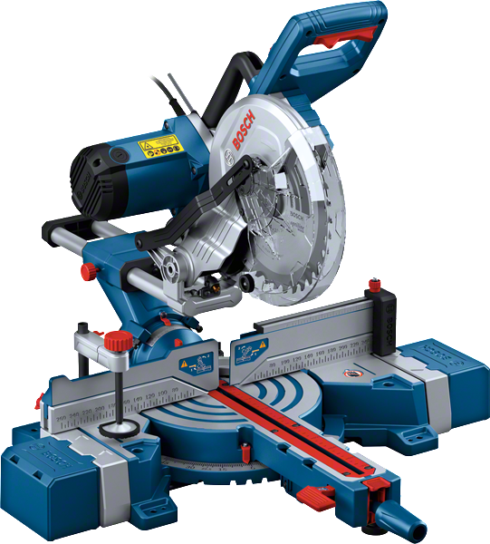 منشار ميتري منزلق من طراز Bosch GCM 254 D لقطع الزوايا الدقيقة.