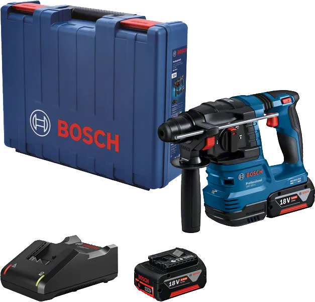 مطرقة دوارة لاسلكية من Bosch GBH 185-LI مع بطارية وشاحن وحقيبة.