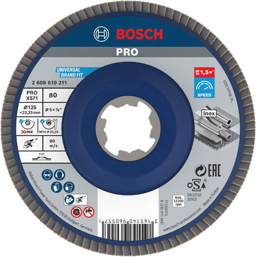 قرص رفرف Bosch PRO X571 مقاس 125 مم G80 لطحن المعادن.