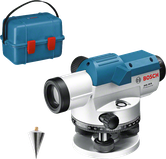 مستوى بصري Bosch GOL 26 D مع حقيبة حمل ورأس عمودي.