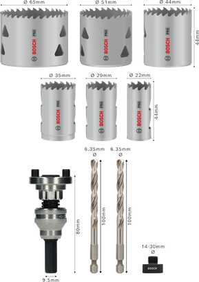 منشار ثقب متعدد المواد من Bosch PRO مع مجموعة محور Q-Lock، 10 قطع.