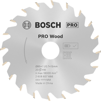 شفرة المنشار الدائري اللاسلكي Bosch PRO Wood، 85 مم 20T.