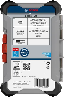 مجموعة مفكات البراغي Bosch PRO Impact مكونة من 44 قطعة.