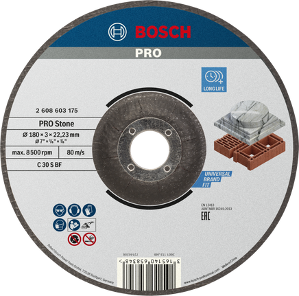 قرص قطع الحجر Bosch PRO، مقاس 180 مم للبناء.