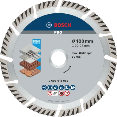 قرص الماس متعدد المواد Bosch PRO، مقاس 180 مم لقطع الحجر والطوب.