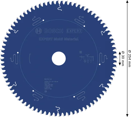 شفرة المنشار الدائرية متعددة المواد من Bosch EXPERT مقاس 254 مم.