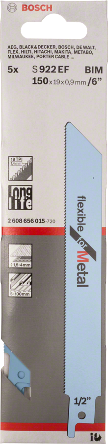 Bosch S922EF flexible for Metal reciprocating saw blade.