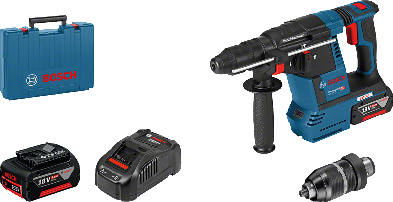 Bosch GBH 18V-26F cordless rotary hammer kit.