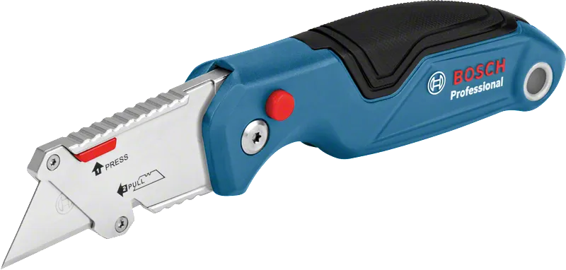 Bosch folding utility knife with ergonomic grip.