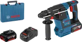 Bosch GBH 18V-26 rotary hammer drill with battery and charger.