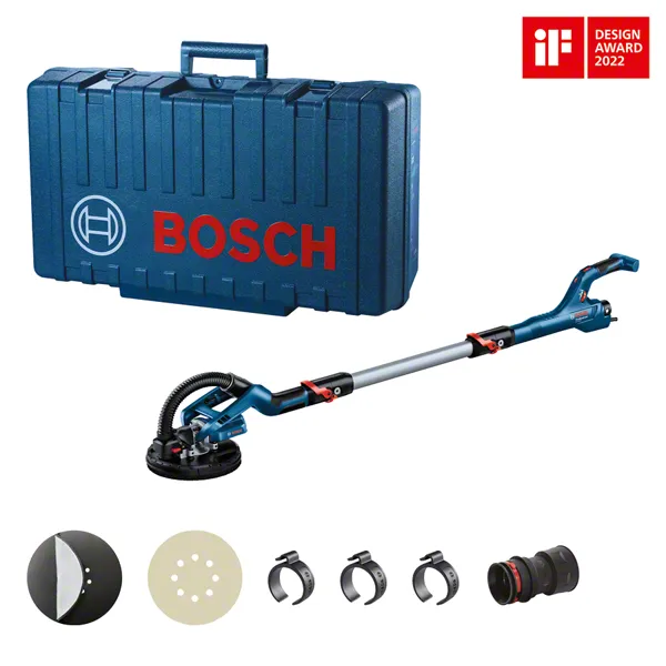 Bosch GTR 550 drywall sander kit with accessories.